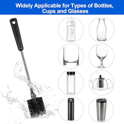 Bottle Brush, Long Stainless Steel Handle Water Bottle Brush Cleaner, Sports Bottle Scrubber, Kitchen Scrub Cleaning Brushes for Beer Bottles, Cups, Wine Glasses, Coffee Mugs, Tumblers, Thermos - style: 1 Pack