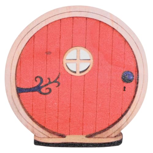 M METERXITY 1-Pack Fairy Door, 3.9 x 3.9 Wooden Miniature Fairy Garden Door Garden Decor Accessories for Outdoor/Wall/Tree Trunk, Sculpture Lawn Ornament [Red,Round] - color: Red