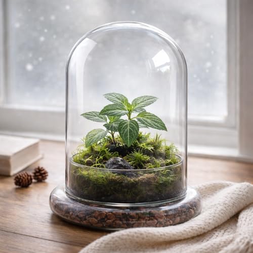 Bloomify Glass Dome – 5.7" x 5.7" x 6.7" – Premium Anti-Fog Coating Glass Cloche Bell Jar. Container only. Perfect for Home Decor, Tabletop Display.