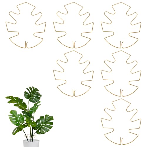 M METERXITY 2-Pack Monstera Plant Support, 7.1x6.3 Iron Plant Stem Support Stakes Stabilizer Grapple Holder for Indoor/Outdoor Climbing Thriving Growth, Turtle Shell Bamboo Clamp [Gold Tone] - color: Golden