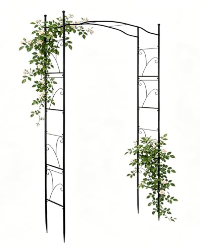 Metal Garden Arbors 93" Thickened Arch Trellis for Climbing Plants | Outdoor Arbor Rustproof Metal Frame Trellises Grapes Rose Yard Entrance Wedding Arched Backdrop Stand Party Event Decoration - color: Square