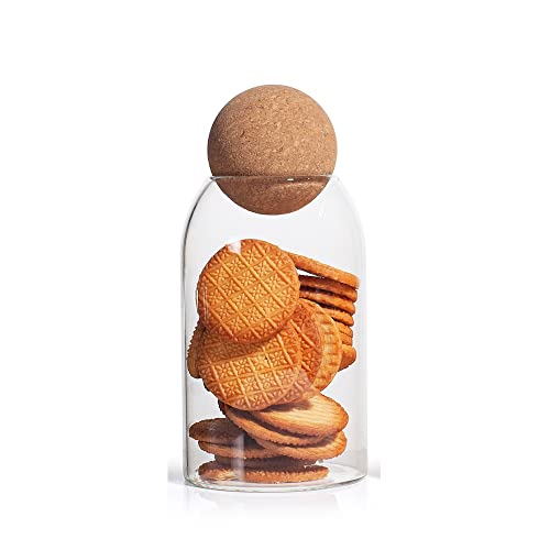 IVAILEX Glass Jars with Cork Lids, Candy Jar with Lid, Coffee jar for Counter, Cookie Jar with Airtight Lids, Clear Glass Jar for Candy, Tea, Coffee Bean, Sugar, Spices, Apothecary etc (700ml/24oz) - size: 700 ml (24 oz)