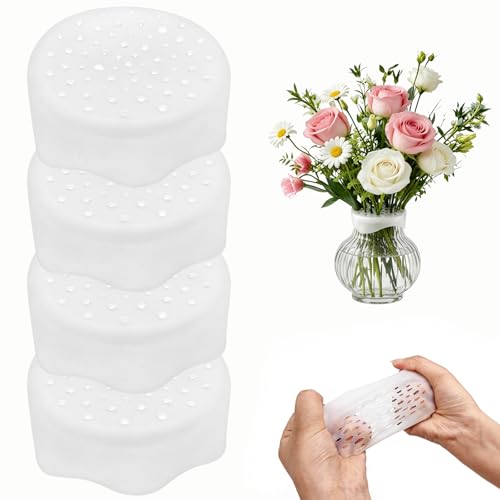 Clear Silicone Flower Stem Holder for Vases, Spiral Floral Arranger Grid, Flexible & Reusable Ikebana Tool, Waterproof DIY Flower Organizer for Home Decor, Easy to Use (White-4pcs) - color: White-4pcs
