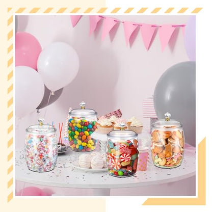 Nuogo 4 Pcs Plastic Candy Jars with Lid Unbreakable,Stylish,80 oz - size: 80 oz, style: Stylish