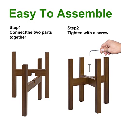 Rnined Adjustable Plant Stand Indoor,Bamboo Mid Century Modern Plants Stands, Stable Plant Holder,Fit 8 9 10 11 12 inch Pots (Pot & Plant Not Included) (Pack of 20) - color: walnut, size: 8-12in (Pack of 20)
