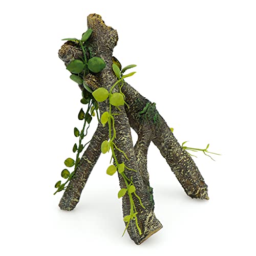 AQUA KT Reptile Corner Branch with Green Leaves Terrarium Desert Decoration