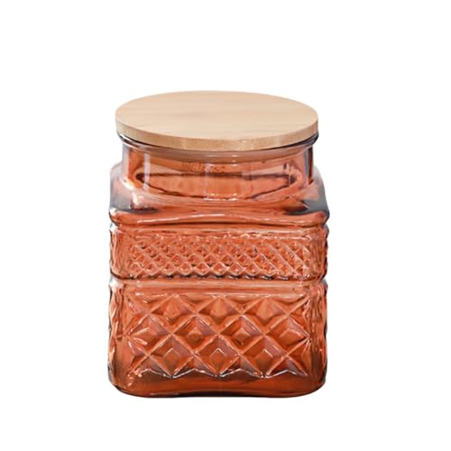 ANSQU Amber Glass Jar with Jar, 37oz Coffee Canister - color: Amber-Square, size: 37 Ounces