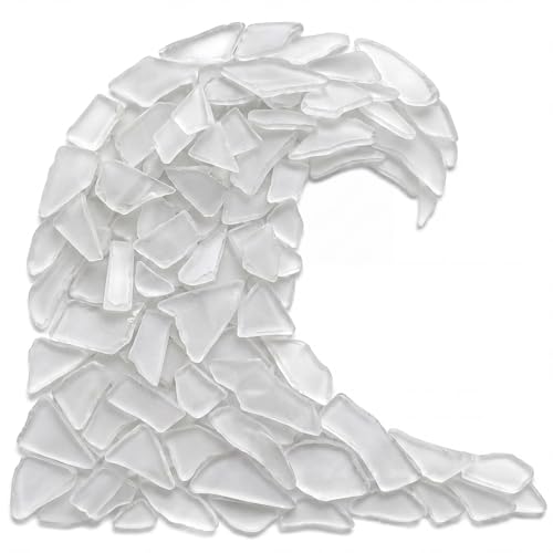Sea Glass for Crafts – 11oz White Sea Glass Decor, Tumbled Seaglass, Beachglass for Crafts, Seaglass for Beach Accents, Coastal DIY Supply, Nautical Vase Filler - size: 11 Ounces