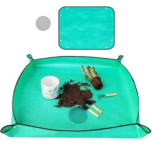 Plant Repotting Mat Waterproof Gardening Mat Plant Transplanting Potting Tray for Indoor Succulent Potting Tarp Portable Thicken PE Mat Garden Work Cloth Bonsai Tools (30"x 40") - size: 30"x 40"