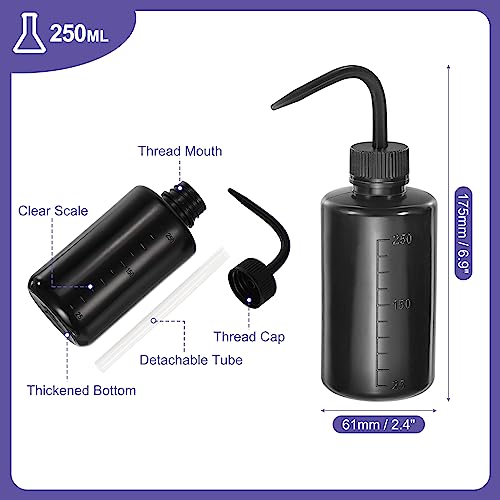 PATIKIL 12 Pcs Wash Bottle, 250ml 8oz Plastic Succulent Watering Bottle Eyelash Tattoo Rinse Wash Bottle for Plant Eyelash Extensions Irrigation Lab RV Gap Cleaning (Black) - color: Black, size: 250ml/8oz