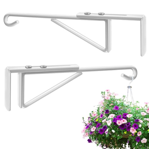 Adjustable Vinyl Fence Hooks Fit Fence Widths 0.8-3 Inch, Heavy Duty Vinyl Fence Plant Hangers for Hanging Plants Bird Feeders,Lights,Basket Over the Fence Hangers for Hanging Plant Outdoor- 2Pack - style: 2 PACK