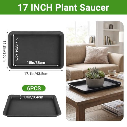 Black Durable Rectangle Pebble Tray for Garden, Windowsill, Greenhouse - color: Black-6 Packs, size: 17 Inch