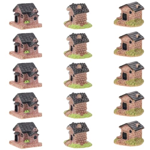 15pcs Resin Mini House Decorations Micro Landscaping Decor Mini House Shaped Ornaments for Garden Patio Lawn Yard Outdoor Statues - size: 2.00X1.80X1.50CM
