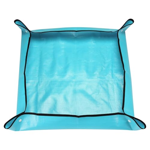 HARFINGTON Repotting Mat 19.7" x 19.7" PE Cloth Waterproof Plant Repotting Mat Foldable Portable Gardening Potting Tray with Plastic Buckle for Indoor Plant Change Soil Watering, Blue - color: Blue, size: 19.7" x 19.7"