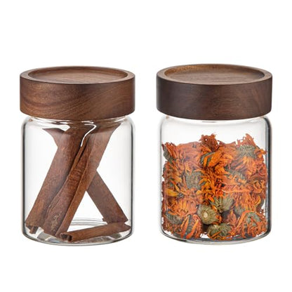 10 oz Small Glass Jars with Top Screw Lid Round Herb Coffee Bean Ground Storage Canister Clear Glass Food Container for Pantry Sugar Tea Coffee Bean Spice Nuts Cookies Bath Salts (2×300ml(10oz)) - color: 2×300ml(10oz)