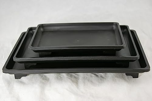 3 Mix Rectangular Black Plastic Humidity/Drip Tray for Bonsai Tree and House Indoor Plants 7", 9" & 10.5"