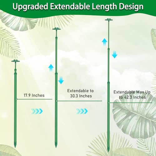 Extendable Plant Stakes,Length Scalable From17.9to42.3IN Plant SupportStake | 3Pack Orchid Sticks with Clips for Indoor Outdoor,Garden Stakes for Plant, Tomato, Vegetables, Monstera, Vine,Potted Plants - size: 42.3Inches 3Pack