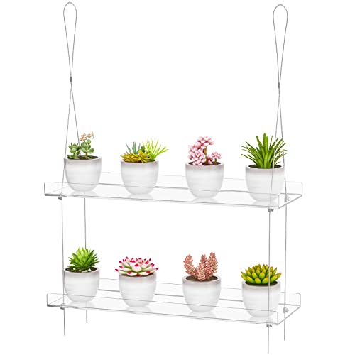 OtNiap 16" Clear Hanging Window Plant Shelf, Indoor Plant Stand - size: 2-Tier