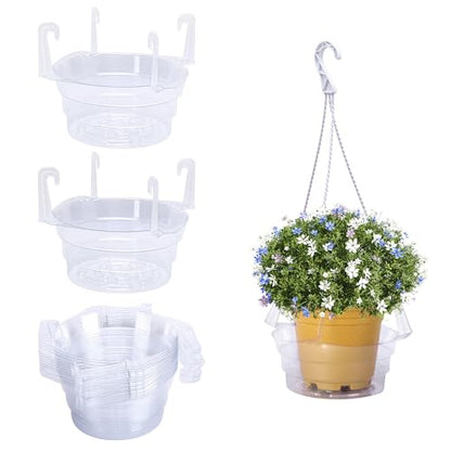 Adnee 15 Pcs 6 Inch Hanging Plant Water Catcher-Clear Plastics Plant Water Catcher Tray-Hanging Plant Saucers Drip Pans for Indoor Outdoor Hanging Basket Flower Pot - color: 6 Inch-15 Pcs