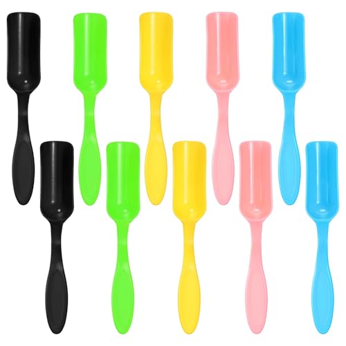 M METERXITY 10-Pack Mini Gardening Shovel Spoons, Plastic Garden Soil Scoops for Cultivation Digging Transplanting/Flower Planting/Plant Succulent, Colorful Small Gardening Tools [Multicolor] - color: Black, Green, Yellow, Pink, Blue