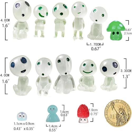 Glow in The Dark Tree Spirits, Mini Glow Fairy Garden Accessories Outdoor, Luminous Elves Tree Ghosts Figurines Kit with Mini Mushrooms for Garden Yard Bonsai Succulent Terrarium Decorations