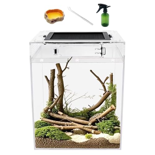 Reptileg Growth Reptile PC Terrarium, 8''x 8''x 11'' with Top Sliding Door Screen Ventilation Tarantula Enclosure for Snake, Frog,Insect,Tarantula,Hermit Crab，Spider,Iguana,Tortoise,Bearded Dragon - size: 8" x 8"x 11"