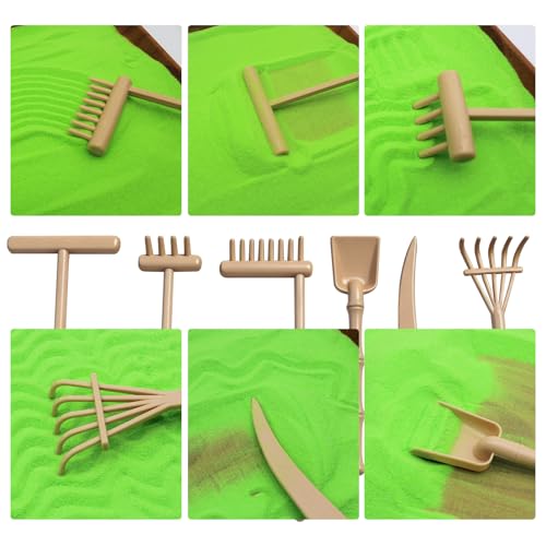 32 Pcs Zen Garden Kit for Desk, Mini Zen Sand Garden with Wooden Tray & Rake, Realistic Farm Animal & Figurines, Farmhouse Stress Relief Fidget Toy for Adults Home & Office, Mindfulness Gift