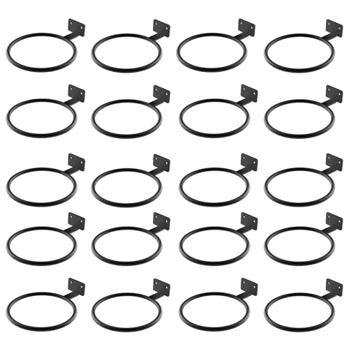 20Pack Black 6In Wall Mount Metal Flower Pot Rings Heavy Duty Plant Bracket | Sturdy rustproof metal planter ring holders Bulk,wall mounted saves space,perfect for indoor and outdoor flower pot display - color: Black/20pack, size: 6in