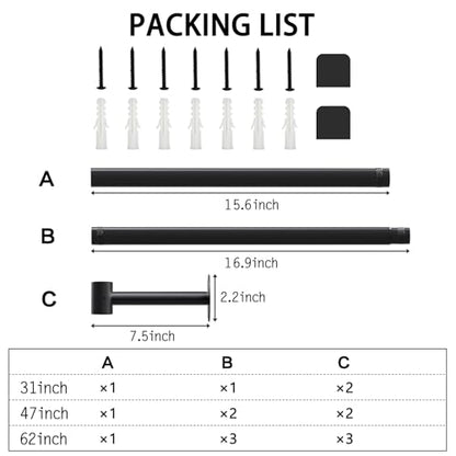 SUTINE Plant Hanging Rod, 31 Inch Plant Hanger Indoor for Window Ceiling, Heavy Duty Hanging Planters for Indoor Plants, Black Wall Plants Holder, Window Plants Shelves Pot/Chain/Plant Not Included - size: Length 31 in.