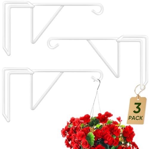 HiGift 3 Pcs Vinyl Fence Hooks 5 x 10 Inches, White Patio Hooks, Powder Coated Steel Heavy Duty Fence Hanger for Indoor & Outdoor Hanging Plants, Flower Basket, Bird Feeder, Lights, Pool Equipment - color: White, size: Type A