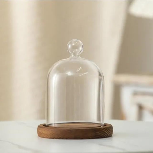 12 * 16cm Big Size Antique Base Different Top Glass Dome Vase Home Decoration Transparent Candle Cover Wedding Friend Favor Gift (1set Ball Dome Base) - color: 1set Ball Dome Base