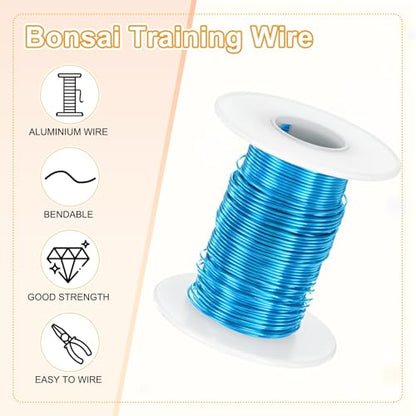 M METERXITY 1-Pack Bonsai Training Wire, 0.8mm x 66ft/20m Anodized Aluminum Bonsai Tree Wire for Fine Trunk/Gardening Branch/DIY Crafting [Blue] - color: Blue, size: 0.8mm x 66ft/20m