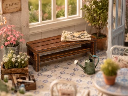 DECHOUS 2Pcs Miniature Wooden Benches for Dollhouse Decoration | Mini Park Bench Furniture for Fairy Garden, Museum Models, Diorama, Miniature Landscape Accessories
