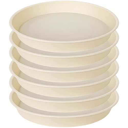 6 Pack of 6 inch Plant Saucer Drainage Tray, 4 5 7 8 10 12 13 15 17 19 inch Plastic Plant Water Tray, Flower Saucers for Indoors, Plant Dishes for Pots Base (6 inch, Beige) - color: Beige, size: 6"
