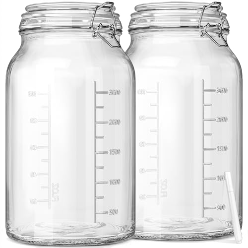 1 Gallon Round Glass Storage Jars, Airtight Glass Pickle Jars, Mason Jars