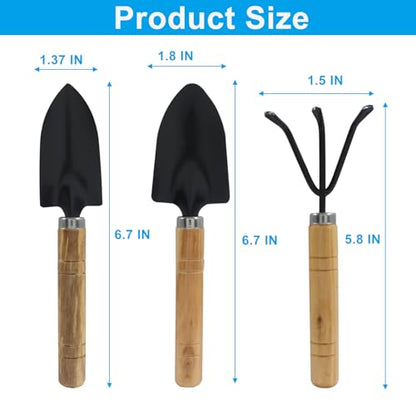 3 Pcs Mini Garden Tools Set, Iron Kit Including Small Trowel, Mini Shovel & Hand Rake for Succulent/Bonsai & Pot Plants - style: 3 Pcs
