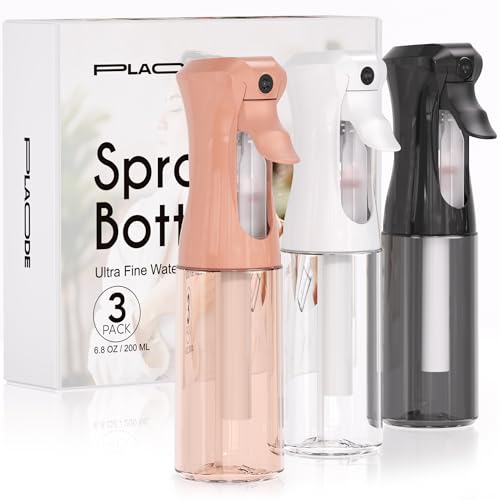 3 Pack Continuous Spray Bottle for Hair, 6.8 OZ Ultra Fine Mister Sprayer | Refillable for Hairstyling, Barbers, Salons, Household Cleaning, Watering Plants, Pet Care, Ironing & Essential Oil Scents - color: White Black Terracotta, size: (3-Pack)-6.8 Oz