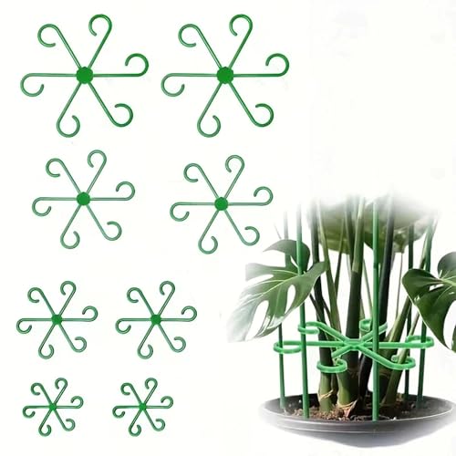 8 Pcs Plant Stem Supports for Indoor Plants, Climbing Houseplant Stem Supports, Reusable Clips for Monstera, Orchid & Pothos, Climbing Stems Holders (Green)