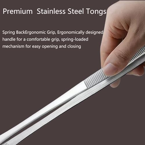 10-Inch Fine-Tip Kitchen Tweezers Tongs, Extra-Long Stainless Steel Cooking Tweezers Dishwasher Safe for Grilling, Baking & Food Prep (2 Parks 10In BBQ Tongs w/Hook) - color: 2 Parks 10in Bbq Tongs W/Hook