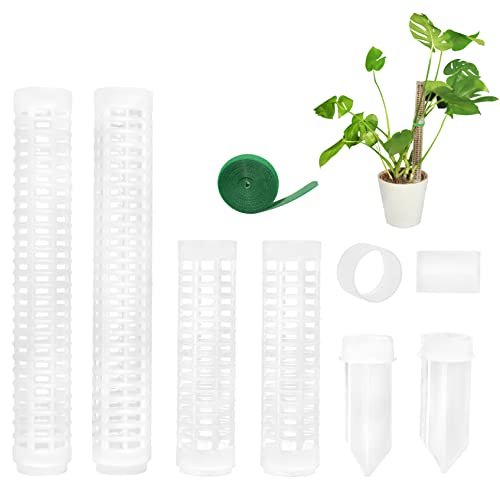 9 PCS Stackable Transparent Plastic Moss Pole for Plants Monstera, Plant Support for Indoor Plants, Indoor Plant Accessories Support Stakes, Plant Stakes for Indoor Plants Plant Pots