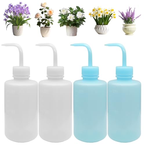 Wash Bottle 4 Pack 250ml Squeeze Bottles, White & Blue | Visible Scale, Leak-Proof, Tattoo Cleaning, Eyelash Extensions, Precise Liquid Control - color: Blue