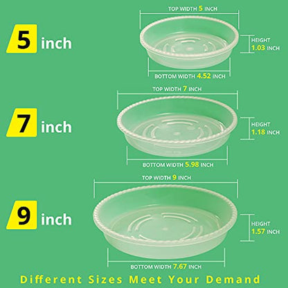 9 Pack of 5''& 7''& 9'' Clear Plant Saucer Drip Trays, Plant Tray for Pots & Plastic Plant Saucer,Made of Thicker & Stronger Plastic with Large Capacity Design （5 Inch x3+7 Inch x 3+9 Inch x 3） - color: Clear, size: 5" 7" 9" Mix