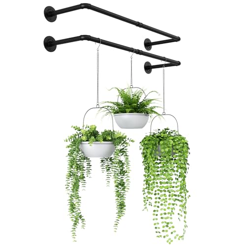 Bamworld 36.2" Hanging Planters 2PCS for Indoor Plants Hanging Plant Holder - color: Black Double, size: 36.2 Inch (pots not included)