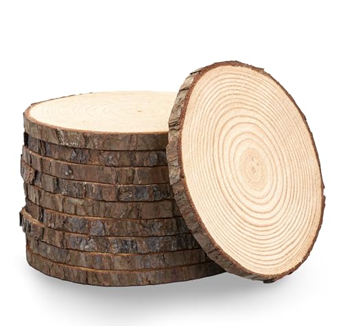 Set of (10) 8-9 inch Wood Slices for centerpieces, Arts and Crafts, and Rustic Home Decor! Wood Slice centerpieces, Wood Rounds, Tree Slices (Small 8-9 inch) - size: Set of 10 Small (8-9")