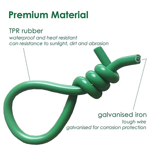 Soft Plant Tie Garden Plant Twist Tie TPR Plant Supply, for Supporting and Fixing Garden Planting Branches Vines, Stems, for Garden, Office, Home Organizing (164ft /3.5mm Diameter, Green) - size: 164ft