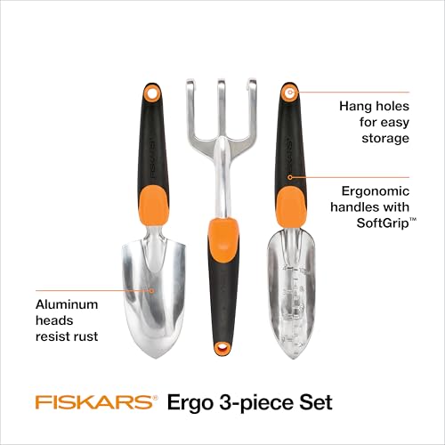 Fiskars 3-Piece Garden Hand Tools Set w/ Trowel, Transplanter & Cultivator - size: Garden Tool Set - New, style: Garden Tool Set - New