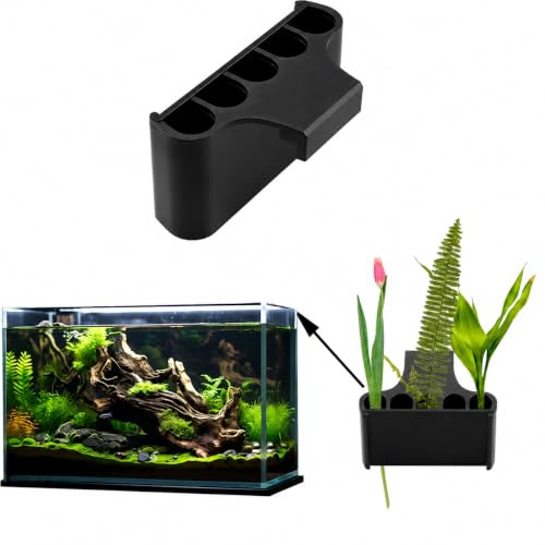 Aquarium Plant Holder,Fish Tank Plant Holder,Aquarium lid Clips,Aquarium Plant Pot,Hydroponic Fish Tank Planter, Aquatic Plant Cup for Aquascape Decorations (Black, 1PCS Rimless) - color: Black, size: 1PCS Rimless