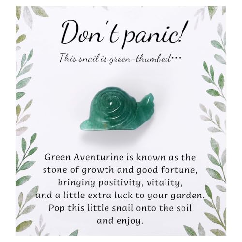 Kvekstio Cute Moss Agate Snail Figurine – Mini Crystal Snail Carving for Plant Lovers, Gardeners, Collectors, Adorable Green Thumb Desk Garden Lawn Decor, Unique Outdoor Decoration Gift