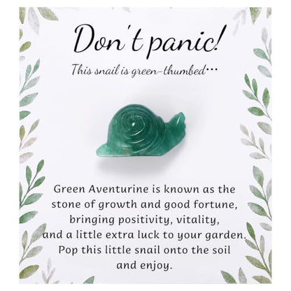 Kvekstio Cute Moss Agate Snail Figurine – Mini Crystal Snail Carving for Plant Lovers, Gardeners, Collectors, Adorable Green Thumb Desk Garden Lawn Decor, Unique Outdoor Decoration Gift