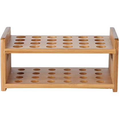 Lily's Home Bamboo Test Tube Vial Shot Glasses Holder Rack, Great as Pen Stand, Made from Bamboo with Built-In Handle, Rack Only, Glass Tubes NOT Included, 24 Tube Capacity (7/8" (22mm') Holes) - size: 24